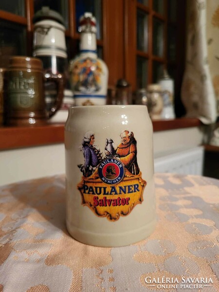 German Paulaner brown beer mug