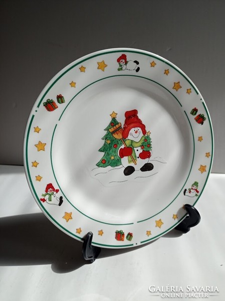 Christmas snowman porcelain children's plate