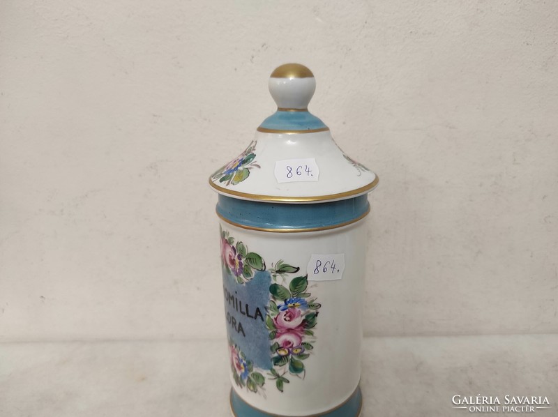 Antique apothecary jar with painted white porcelain inscription drug pharmacy medical device 864 7033