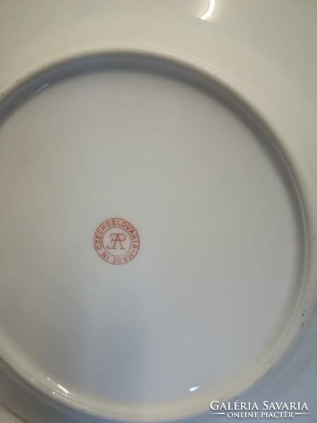 Porcelain / Czech / flat plate with a violet pattern