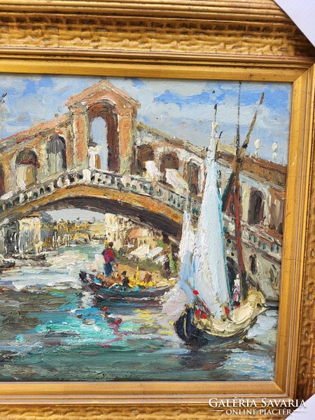 Impressionist oil-on-canvas painting, Venetian portrait of life