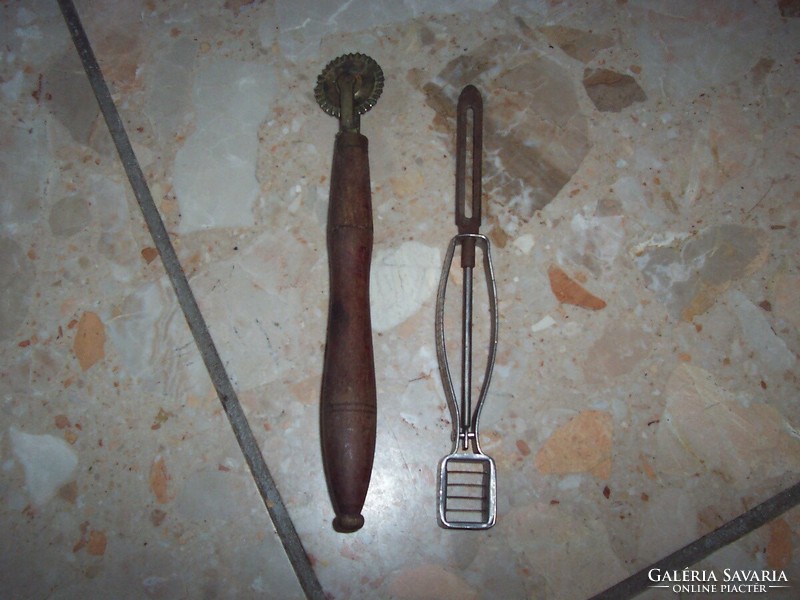 Copper parchment cutter and interesting potato peeler