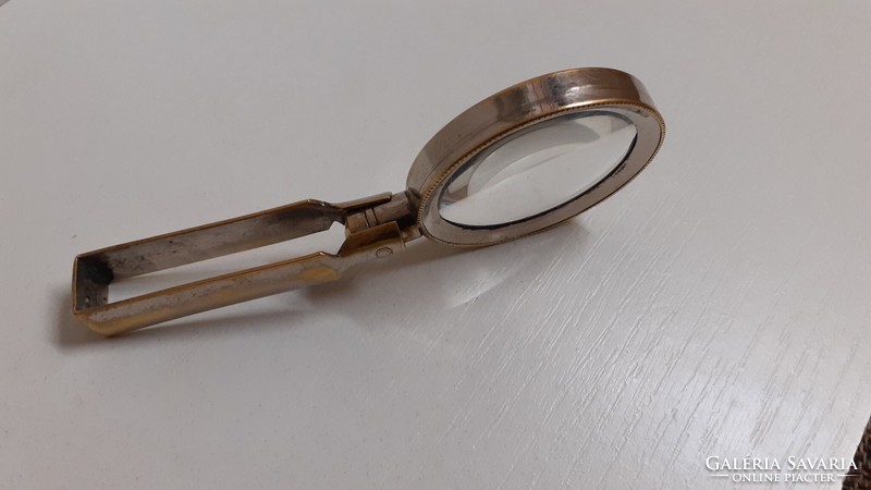 Old rare pocket folding copper magnifying glass