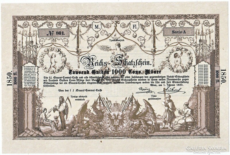 Ausztria 1000 gulden 1850 REPLIKA UNC