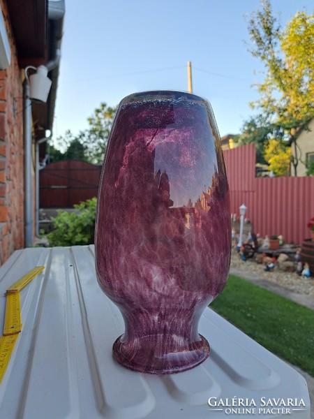 Purple cracked veil glass veil Carcagi berekbürdő glass vase collectors mid-century modern
