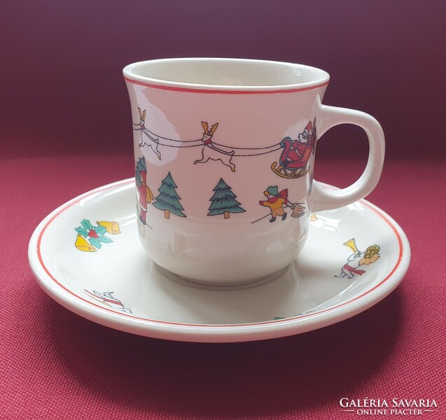 Karácsonyi mintás porcelán teás kávés szett csésze csészealj tányér