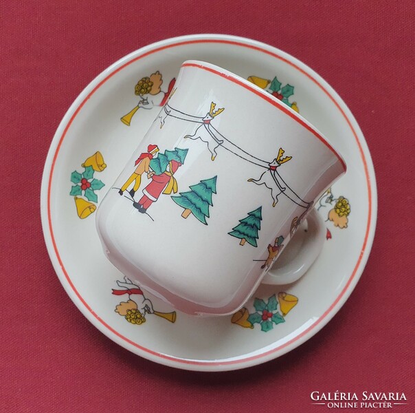 Karácsonyi mintás porcelán teás kávés szett csésze csészealj tányér