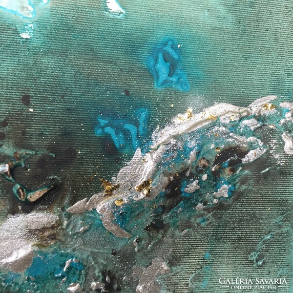 Andrea elek - aqua - abstract painting - 80x80 cm