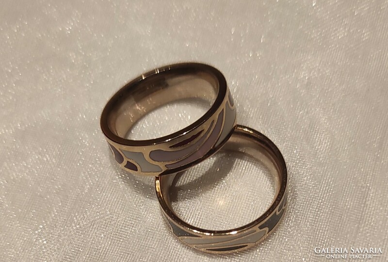 Cloisonne pattern, gold-plated rings