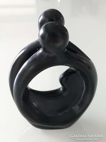 Sculpture made of grease stone with black matte enamel, 