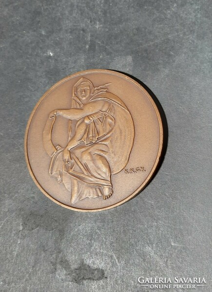 Gyula Kiss Kovács: michelangelo - marked bronze plaque, 6 cm, state mint