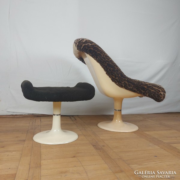 Hungarian space age armchair retro swivel chair + footrest