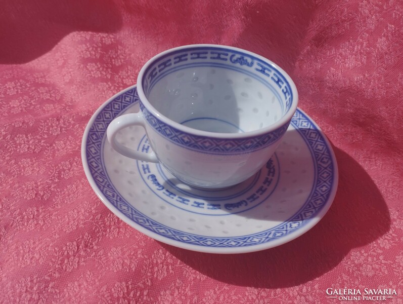 Chinese rice grain porcelain coffee cup with bottom