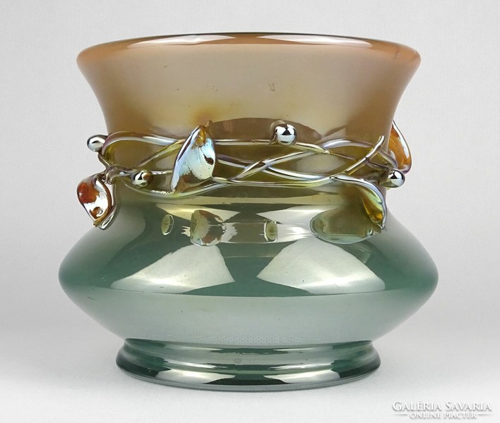 1O247 Loetz - Adolf Beckert mistelbach irizáló üveg kaspó váza ~1910