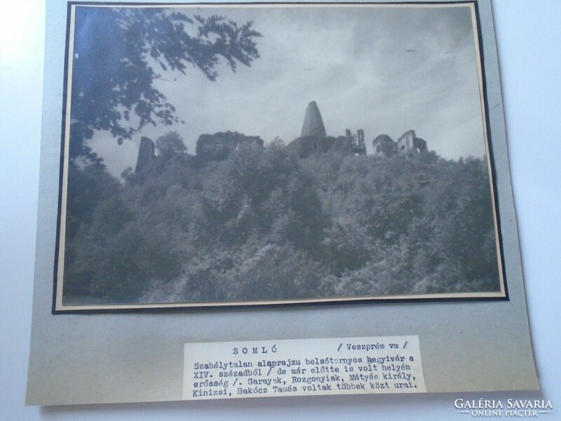 D198420 somló, veszprém, etc. Old large photo of Somló Castle from the 1940s-50s mounted on cardboard