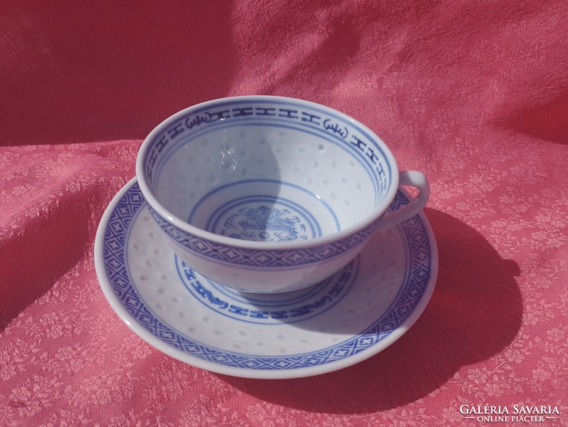 Chinese rice grain porcelain coffee cup with bottom