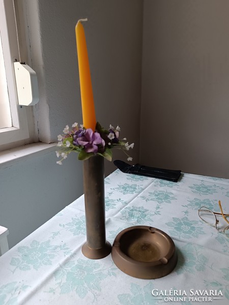 Réz váza (19 cm) +  hamutál (átm.12 cm)