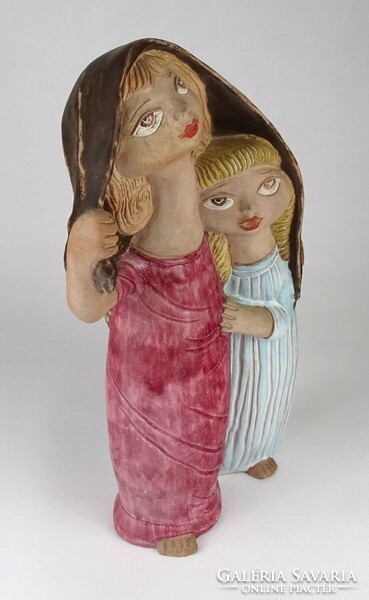 1O462 butcher's gauze: mother daughter raindrop ceramic figure 31 cm