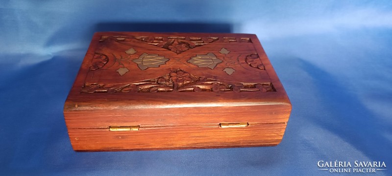 Beautifully carved copper veined wooden box