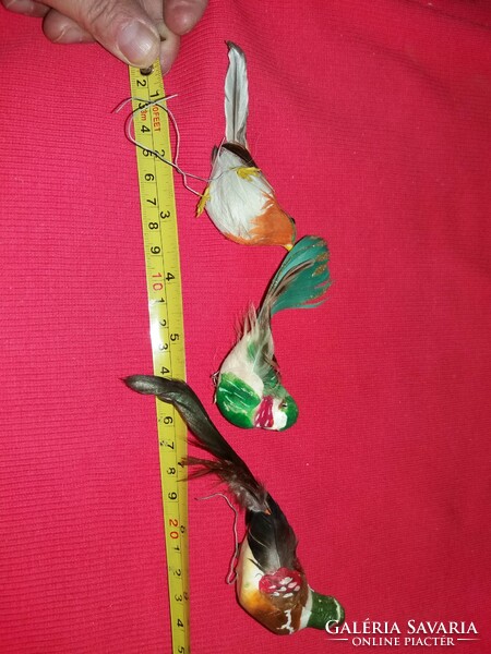 Old craftsman bird feather bird decor up Christmas tree ornament figurines 3 pcs according to the pictures