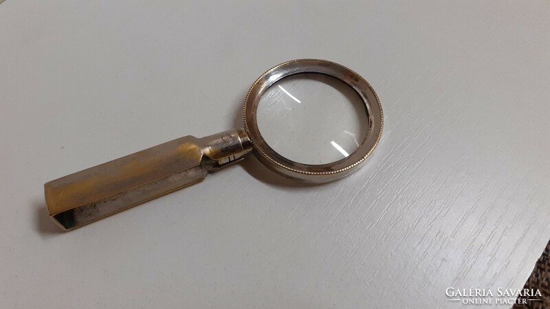 Old rare pocket folding copper magnifying glass
