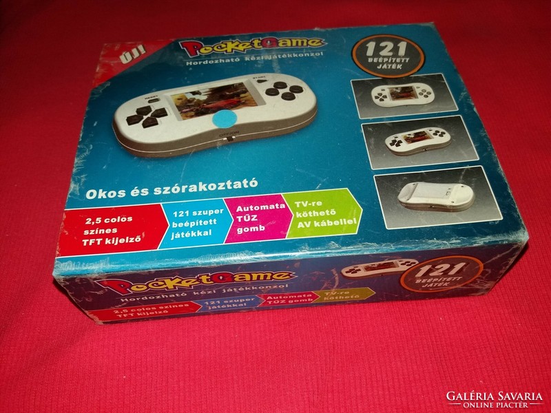 Retro handheld video game with 121 built-in games with the option to connect to a TV as shown in the pictures