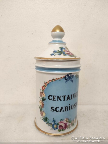 Antique apothecary jar with painted white porcelain inscription drug pharmacy medical device 860 7029