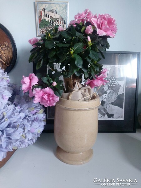 Csodaszép, nehéz (3.2 kg) régi vagy régiesnek kinéző mázas kaspó vagy váza