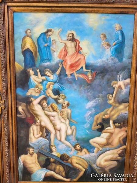 A mythological oil painting with many figures