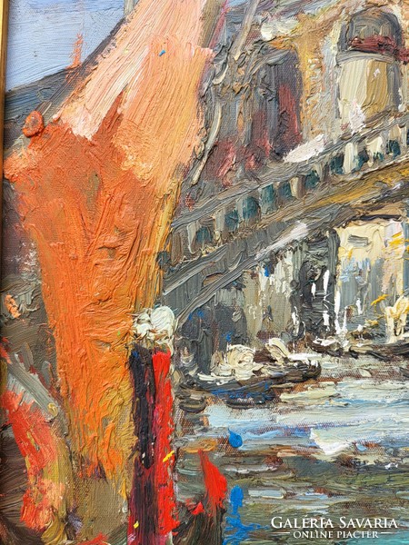 Impressionist oil-on-canvas painting, Venetian portrait of life