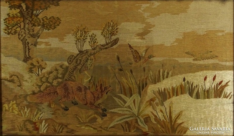 1O317 large hunting scene tapestry needlework 72 x 112 cm
