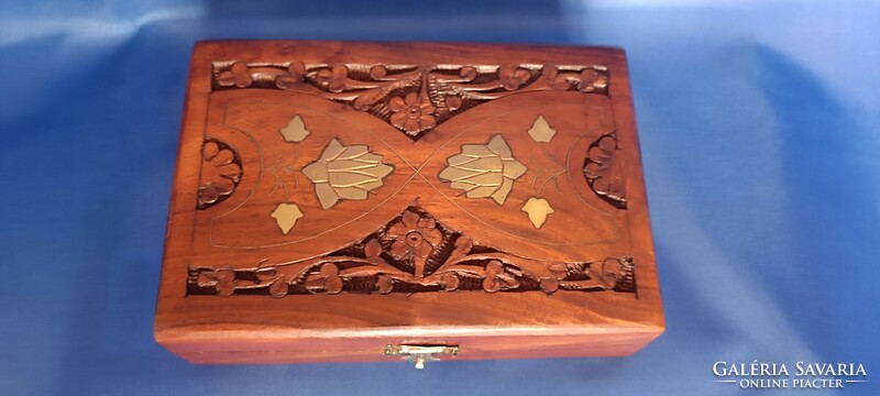 Beautifully carved copper veined wooden box