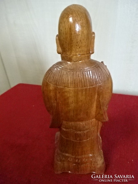 Chinese wooden sculpture, hand-carved monk figure, height 18.5 cm. Jokai.