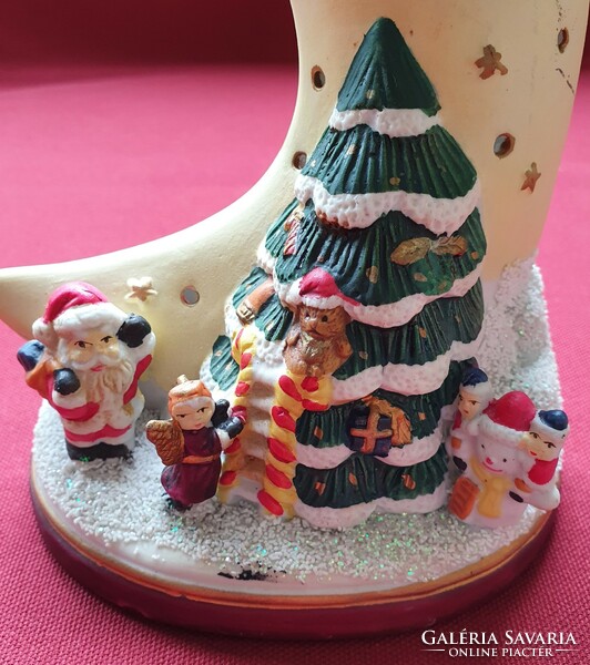 Karácsonyi kerámia mécsestartó dekoráció mikulás fenyőfa hóember hold