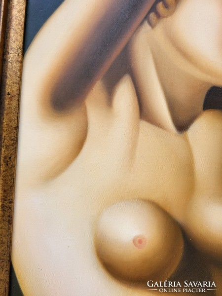 Tamara de Lempicka stílusú art deco női akt olajfestmény