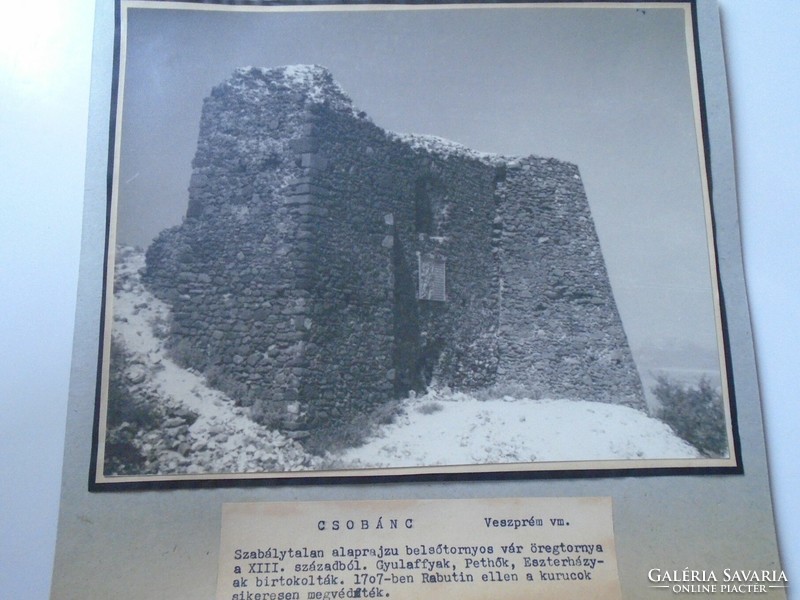 D198418 Csobánc Castle- Tapolca- Veszprém etc. Old large-scale photo from the 1940s-50s mounted on cardboard