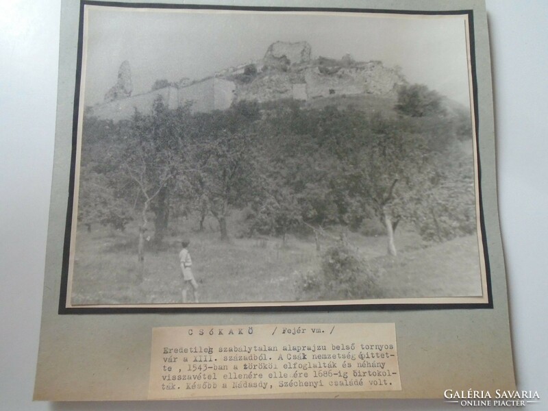 D198416 Csókakő vára- Fejér vm.  Bodajk, Mór, régi nagyméretű fotó 1940-50's évek kartonra kasírozva