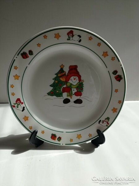 Karácsonyi hóemberes porcelán gyerek tányér