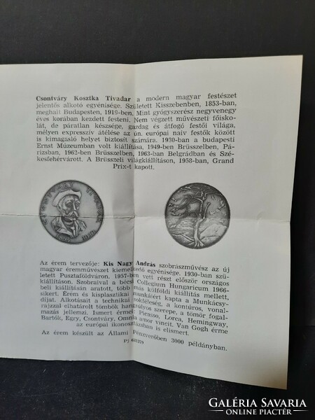 Kis Nagy András: Csontváry Tivadar - jelzett bronzplakett, 6 cm, Állami Pénzverő