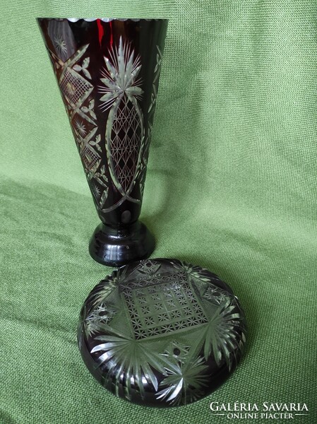 Ajka crystal polished crystal vase and ashtray, ashtray, distal