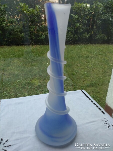 Acid-etched art glass vase