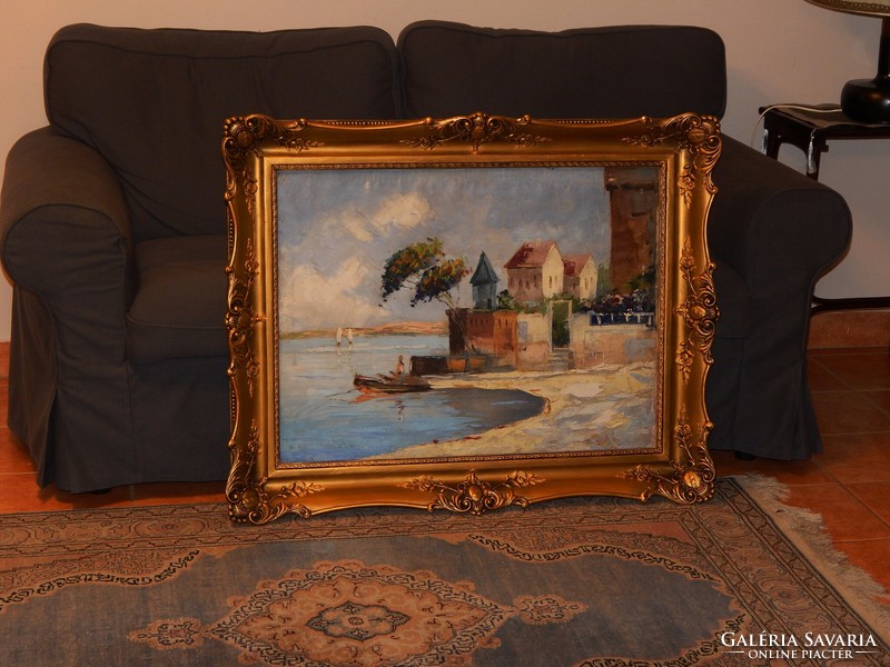 60x80 cm oil canvas painting in an excellent frame, marked lower left