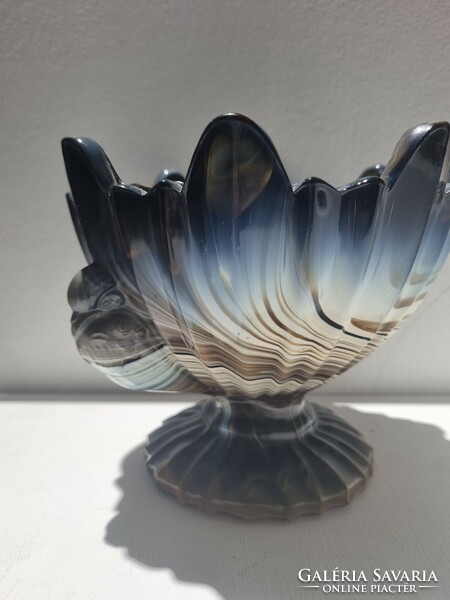 Art deco parrot chalcedony glass serving bowl - 5492