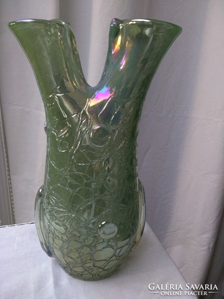 Speciális opál zöld váza Muránó 1980