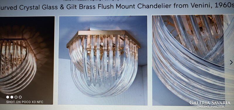 Mid Century Venini Muránó Muran Curved Chandelier káprázatos üveg kézműves csillár mennyezeti lámpa