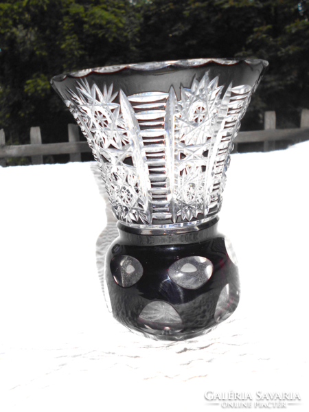 Thick, massive crystal vase - bider style