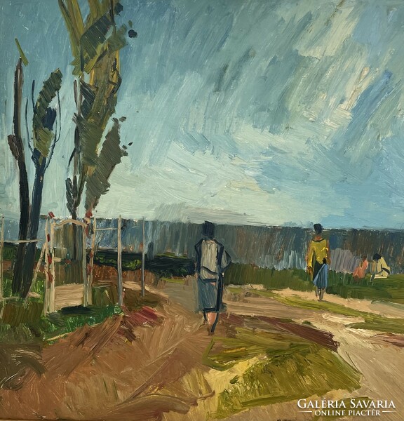 Jenő Benedek Sr. (1906-1987) Balatonpart c. Oil painting in a 60X80 cm gallery