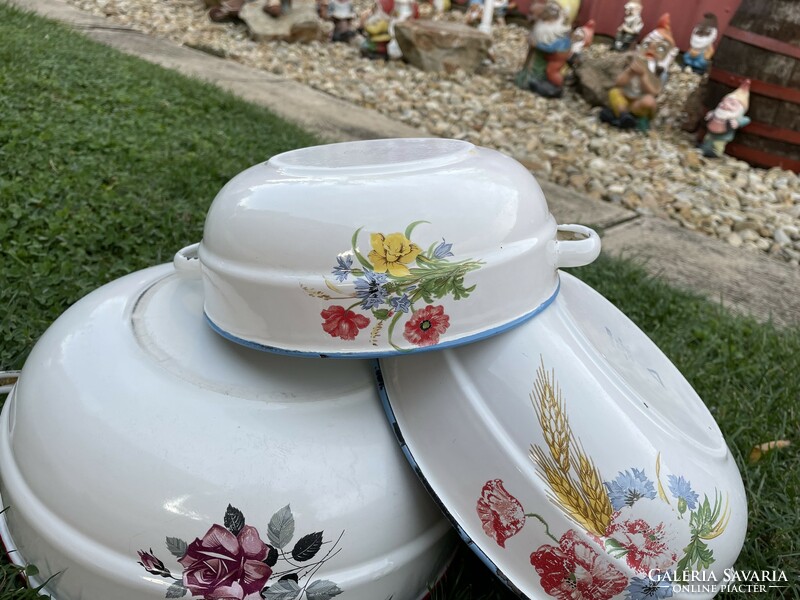 Bonyhád Poppy Floral Budafok Enameled Enameled Bowl Pastry Heirloom Antique Nostalgia