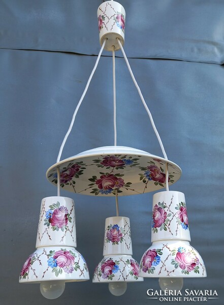 Folk Hungarian porcelain chandelier from 1970