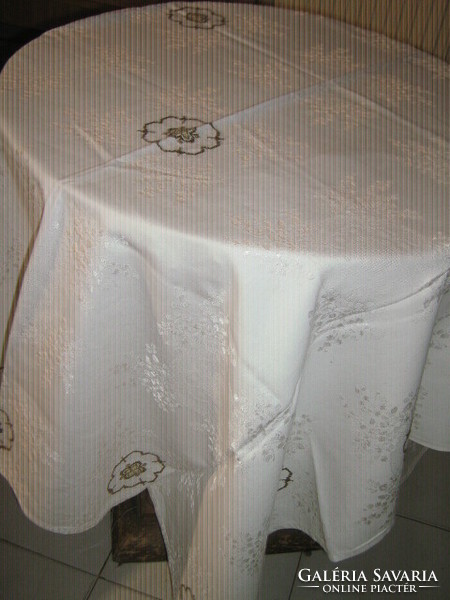 Dreamy embroidered violet pattern damask tablecloth